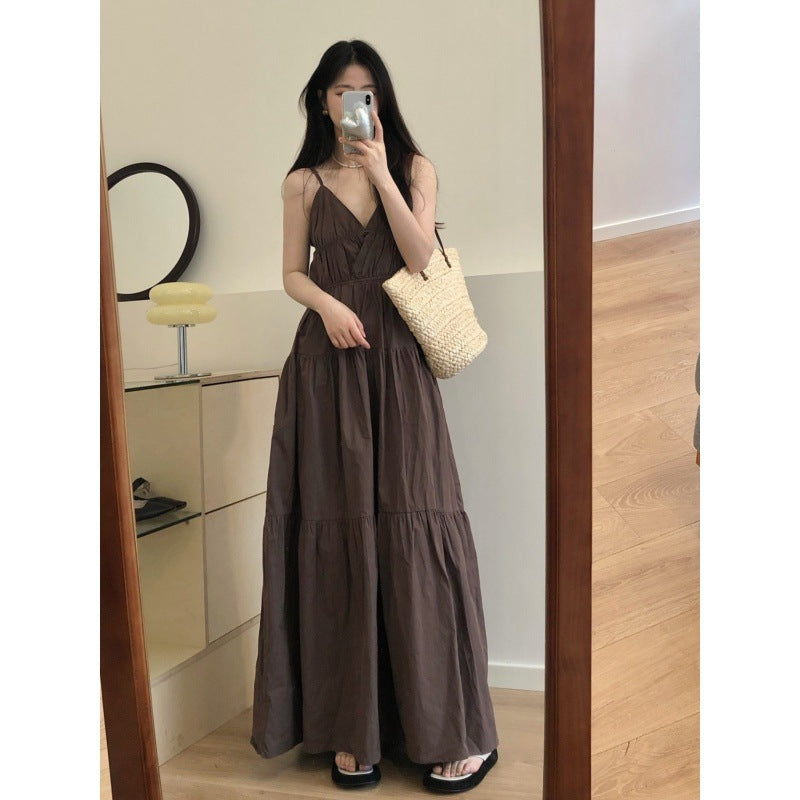 New sleeveless v-neck irregular dress