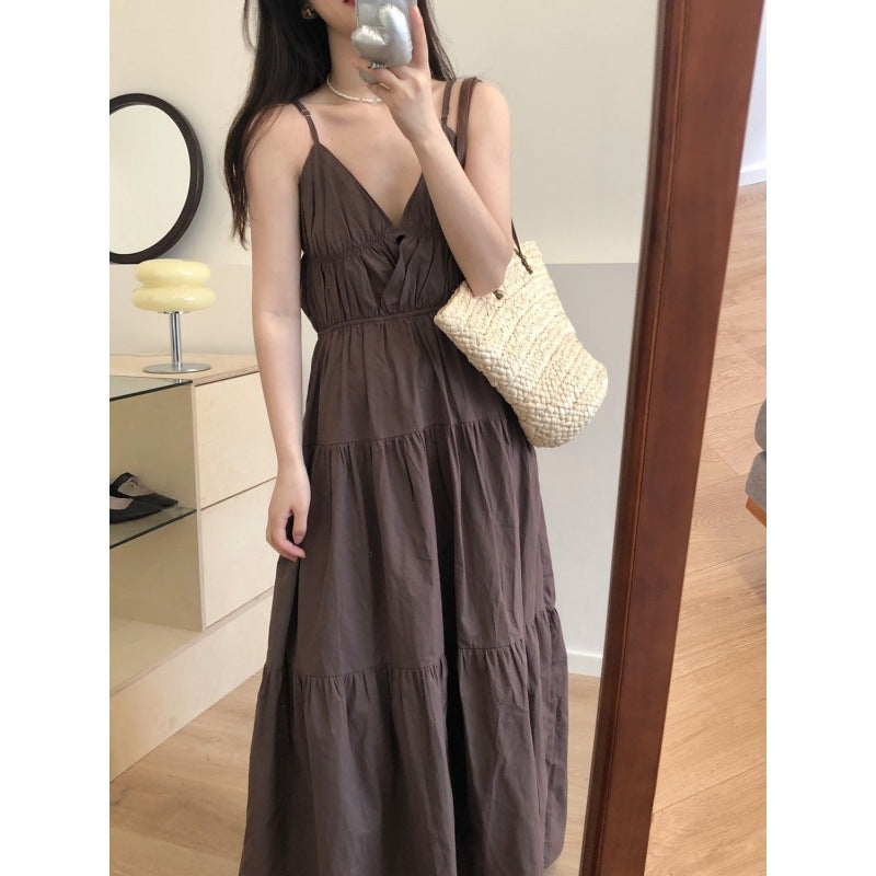 New sleeveless v-neck irregular dress