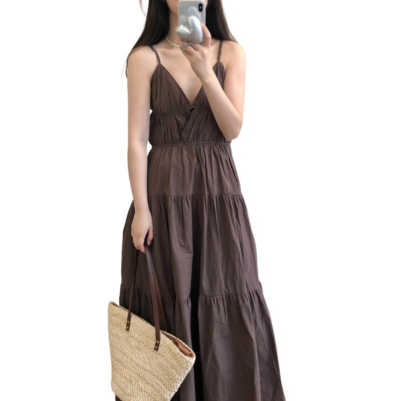 New sleeveless v-neck irregular dress