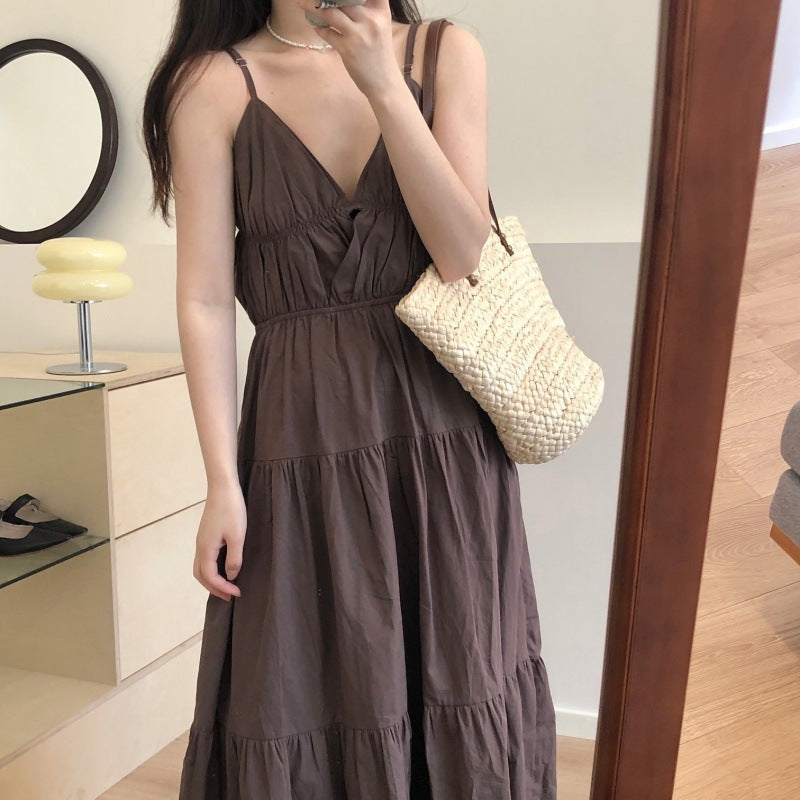 New sleeveless v-neck irregular dress