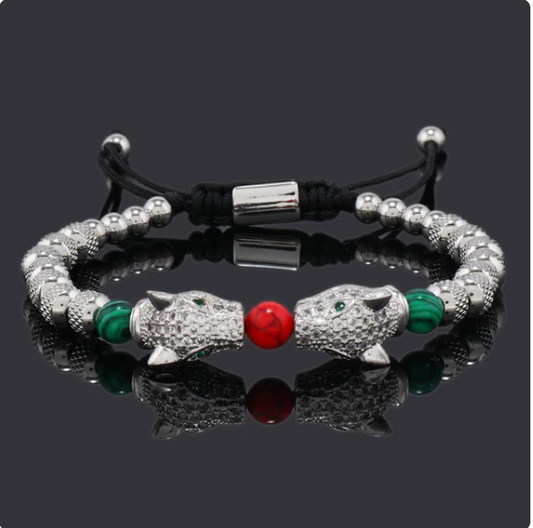 Luxury Leopard Head Charms Man Bracelet Stainless Steel