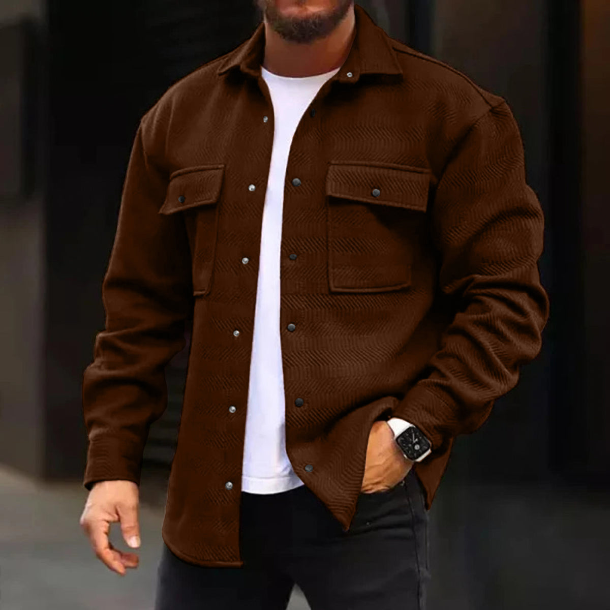 Men's Casual Jacket Solid Long Sleeve Pockets Jacket