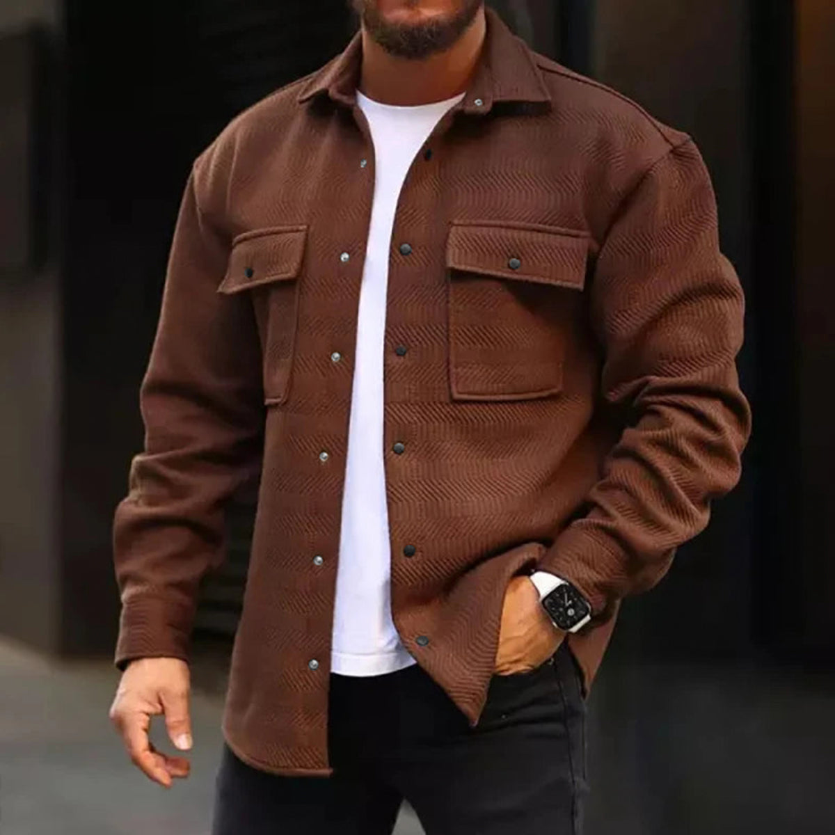 Men's Casual Jacket Solid Long Sleeve Pockets Jacket