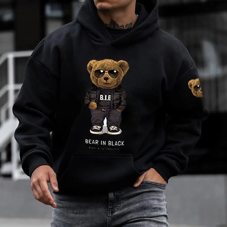 Teddy Bear Men'S Casual Hooded Sweatshirt