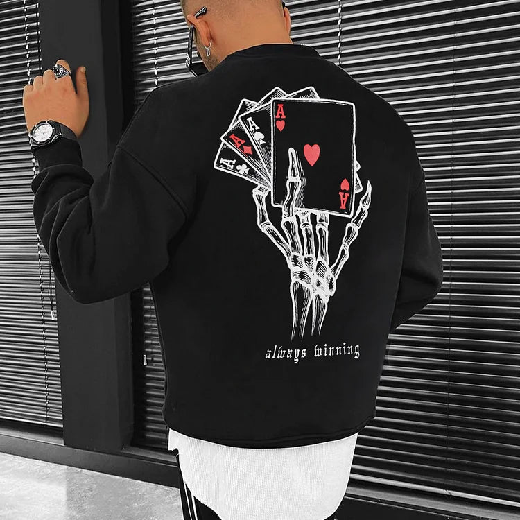 Men'S Fashion Oversized Casual Poker Print Sweatshirt