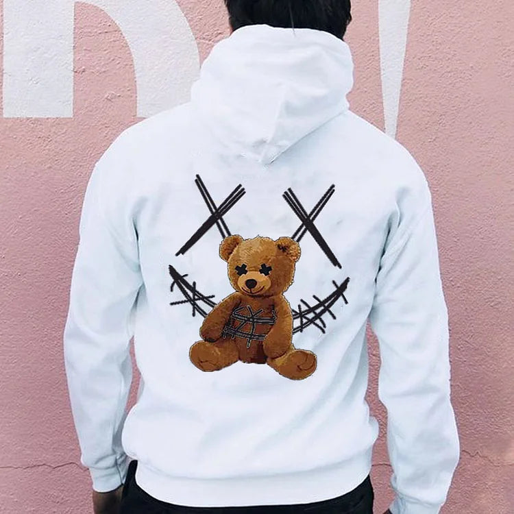 Men'S Graphic Bear Print Streetwear Hoodies