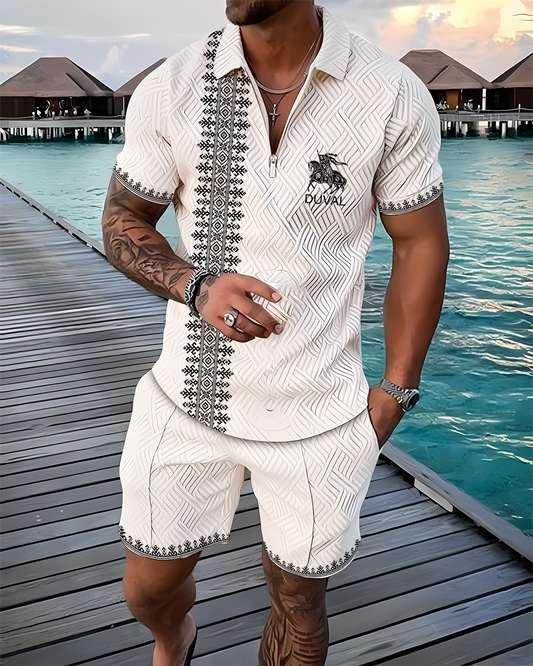 Ivory Traveler Polo Shirt And Shorts Co-Ord