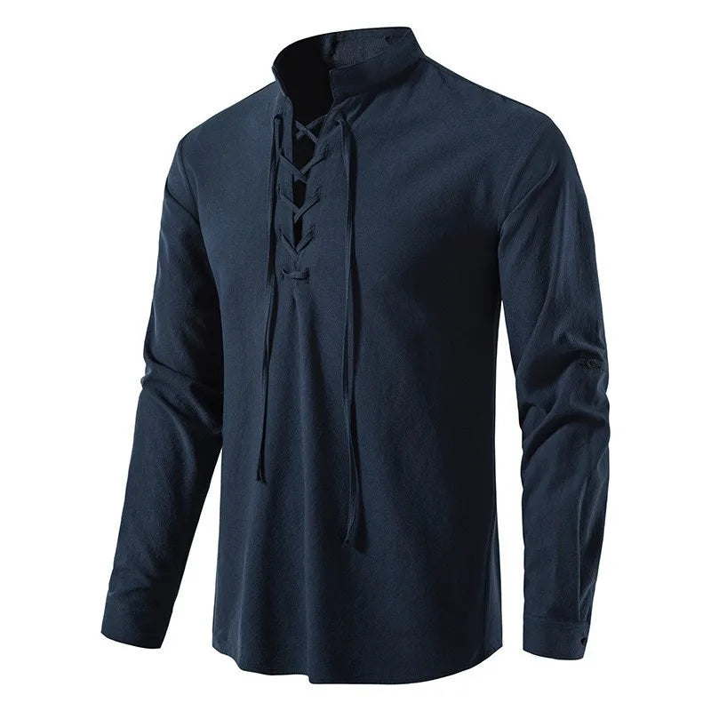 Men's Linen Fashion String Top Shirt