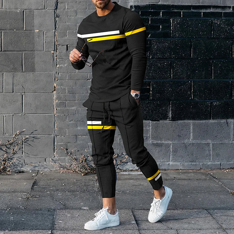 Black Geometry City Tracksuit Set