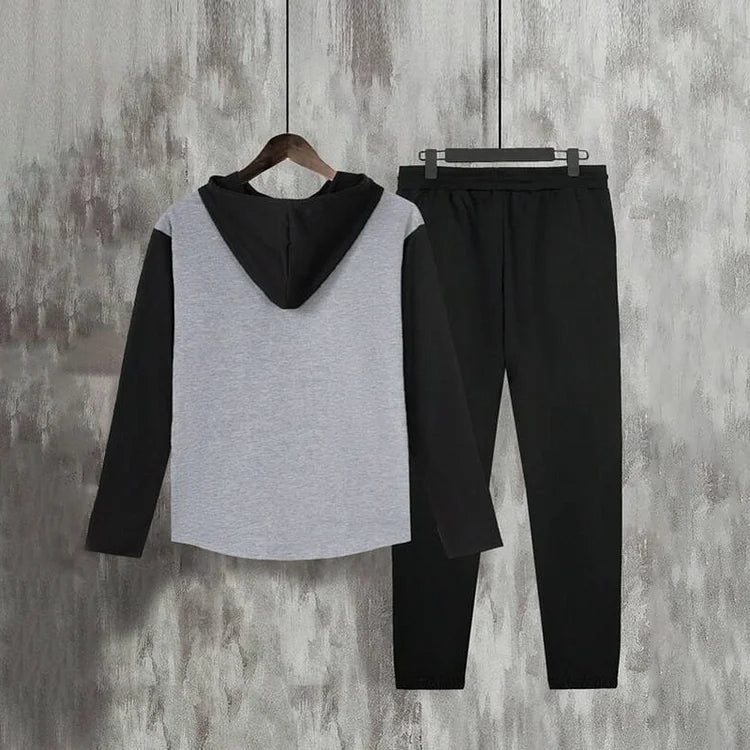 Men's Color Block Drawstring Hoodie & Sweat Pants Co-Ord