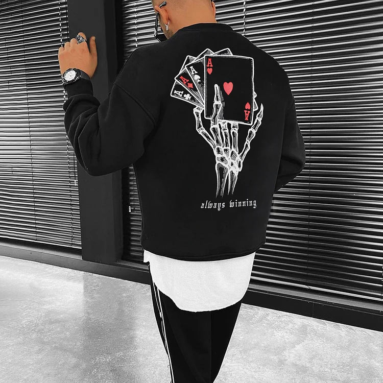 Men'S Fashion Oversized Casual Poker Print Sweatshirt