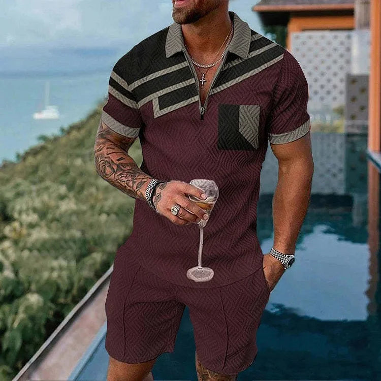 Block Boy Polo Shirt And Shorts Co-Ord