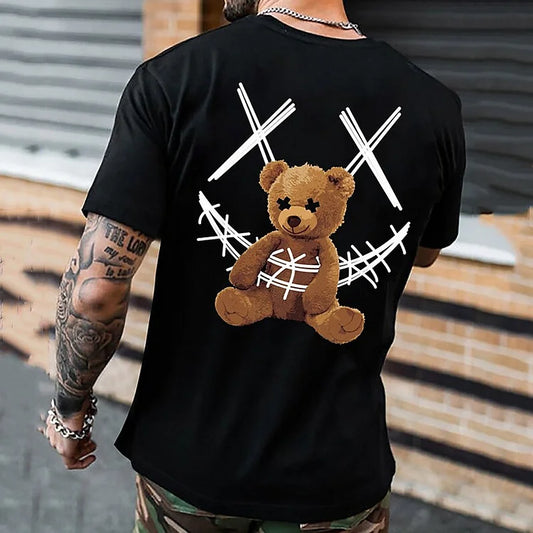 Streetwear Graphic Printed Toy Bear Crew Neck Tee