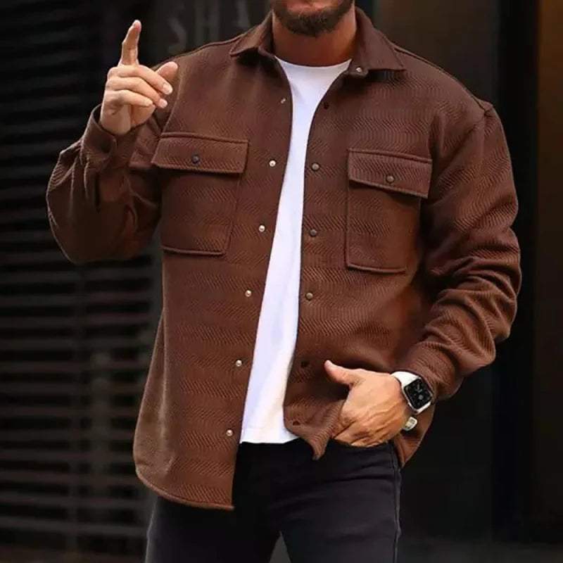 Men's Casual Jacket Solid Long Sleeve Pockets Jacket