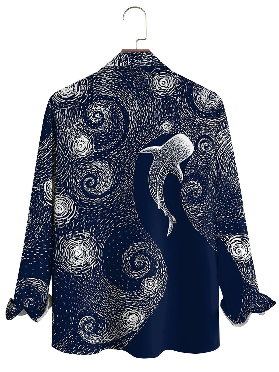 Men's Van Gogh Star Print Long Sleeve ShirtV