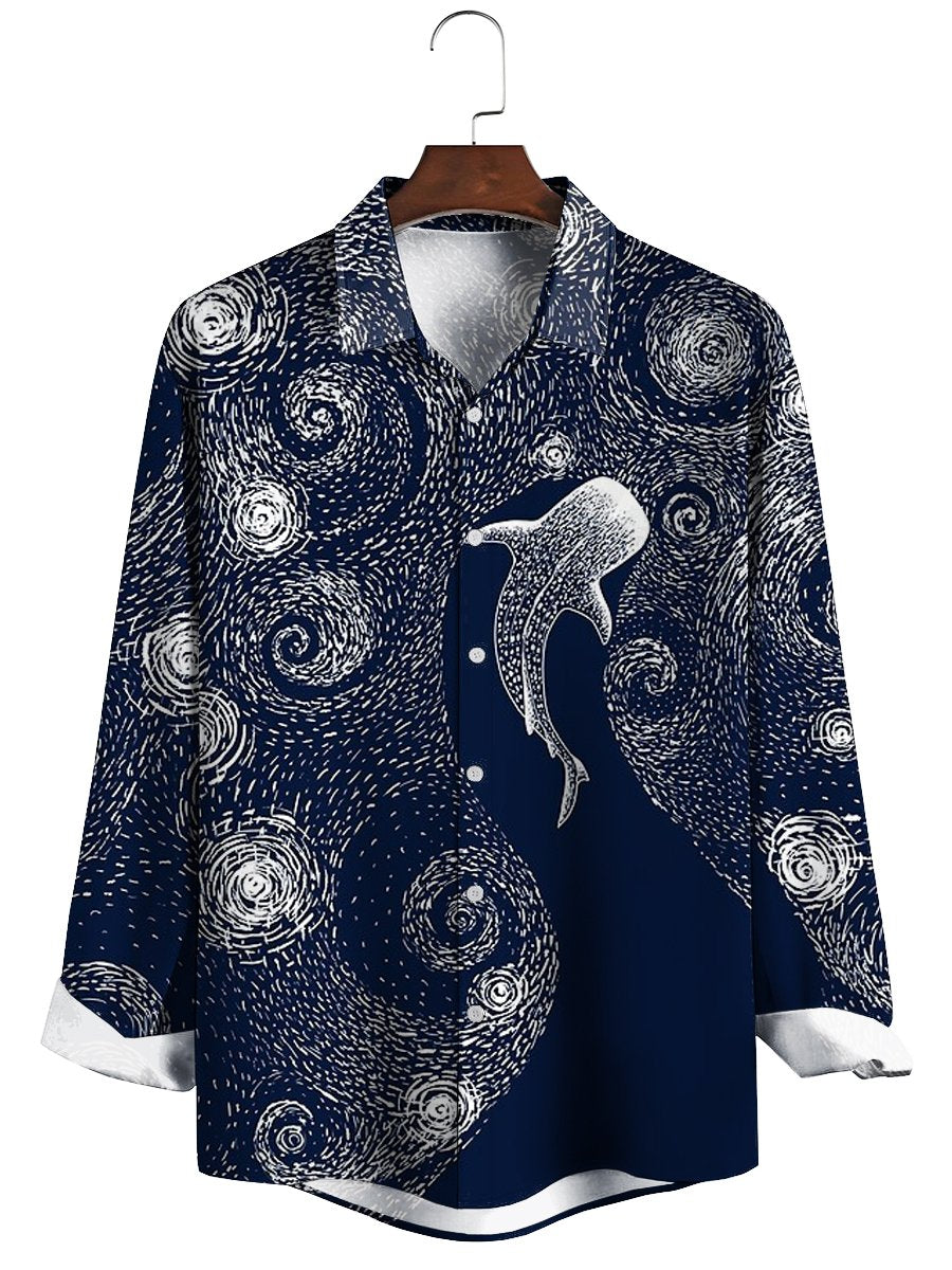 Men's Van Gogh Star Print Long Sleeve ShirtV