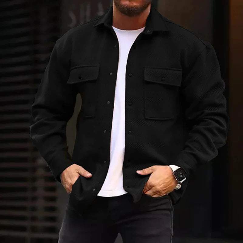 Men's Casual Jacket Solid Long Sleeve Pockets Jacket