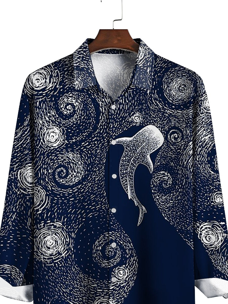 Men's Van Gogh Star Print Long Sleeve ShirtV