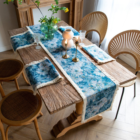 Vintage fringed dining room decorative tablecloth