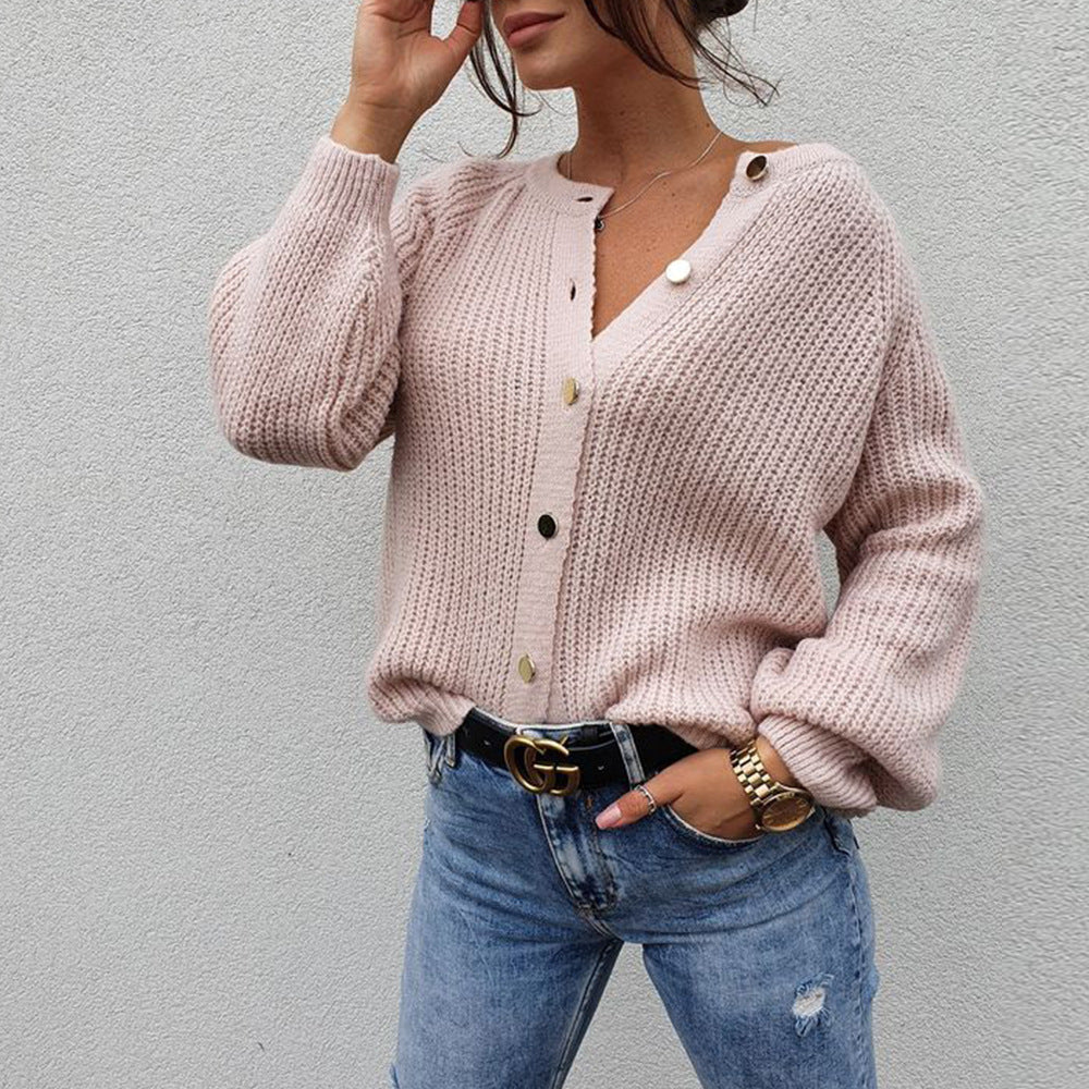 Round-neck commuter loose solid color sweater