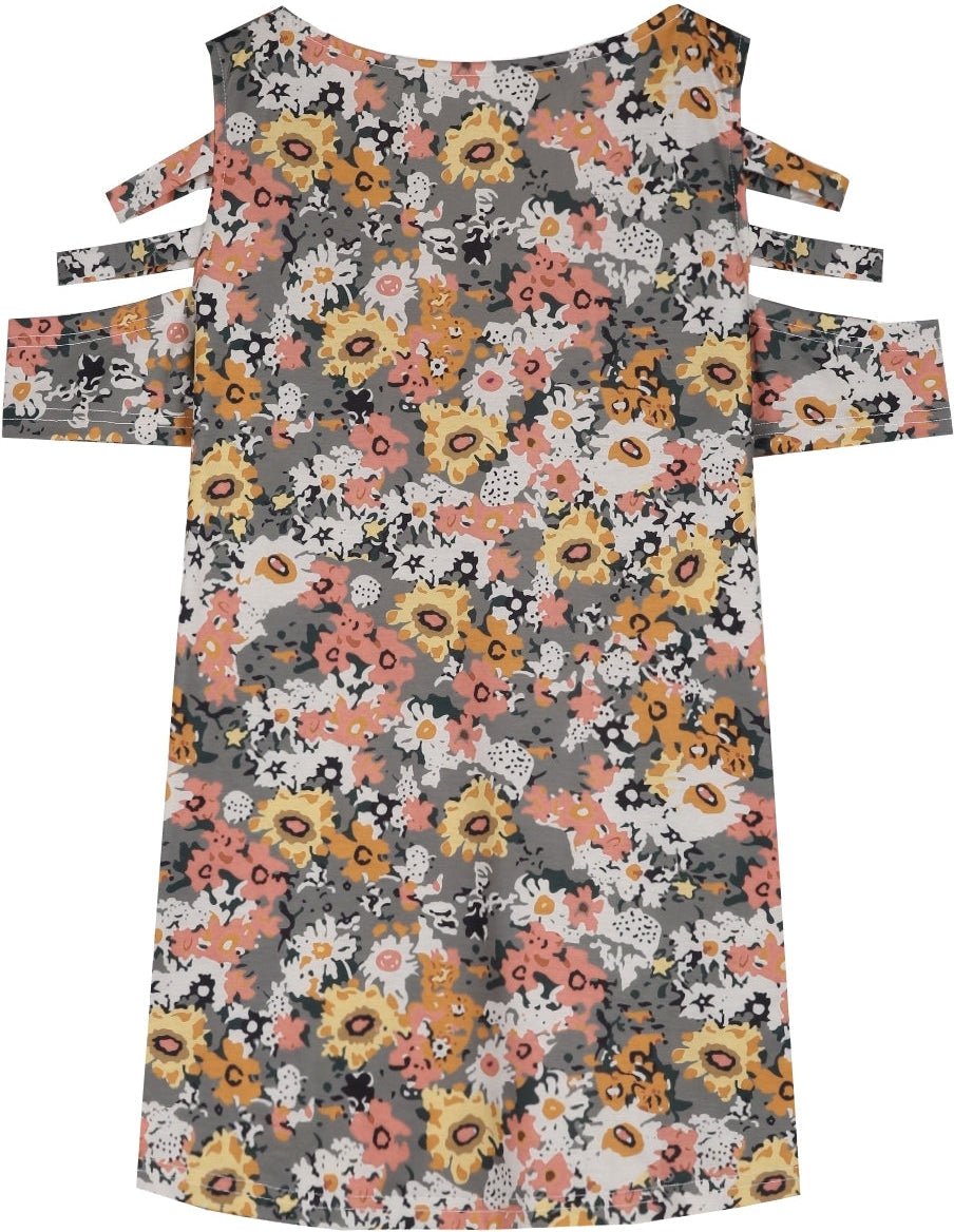 Happy 90s Retro Flower Garden Caged Sleeve Top - DUVAL