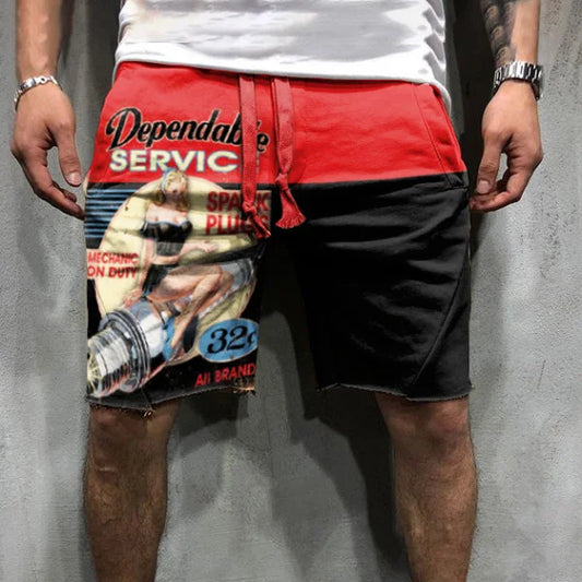 Retro Engine Oil Logo Print Shorts - DUVAL