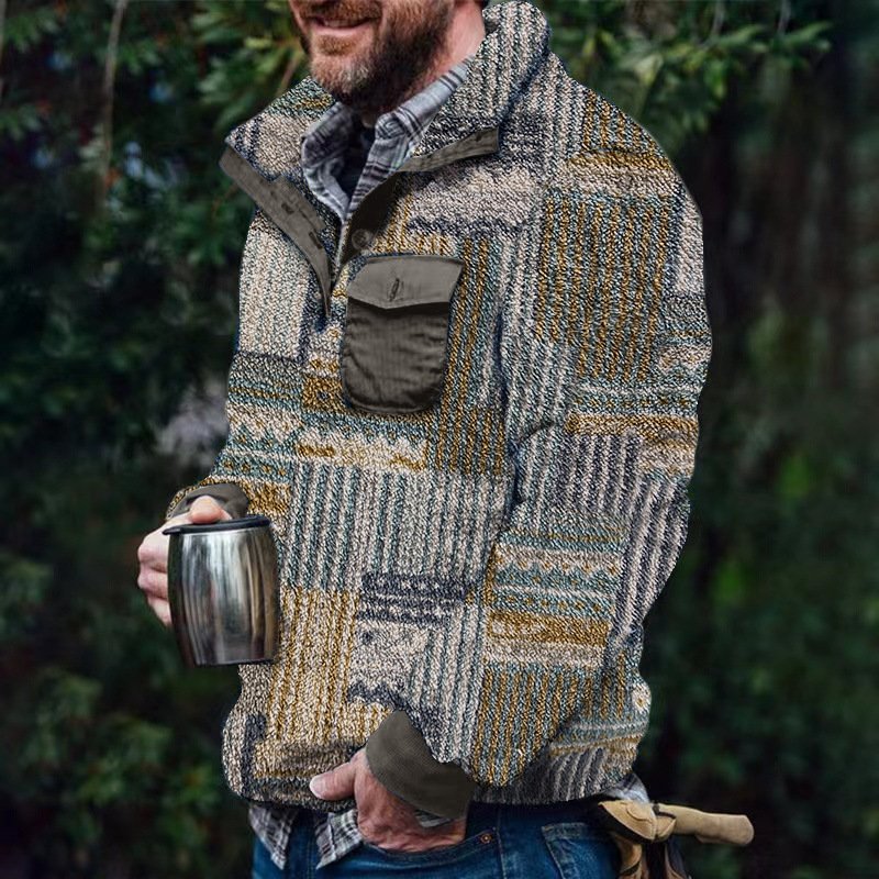 Men's Plaid Vintage Print Pullover - DUVAL