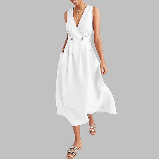 Casual Sleeveless Solid Color Dress