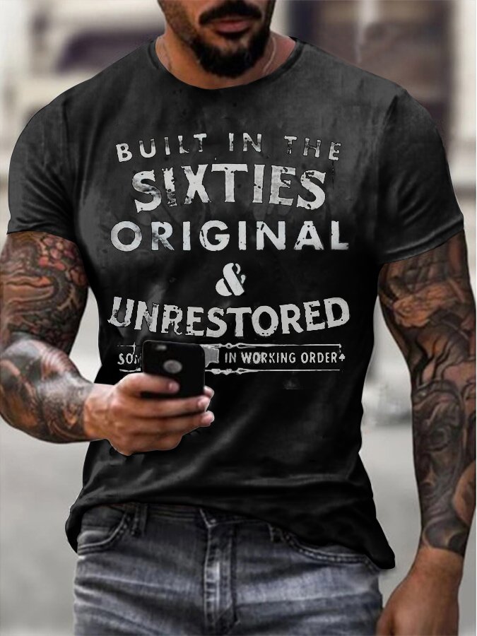 Mens Built In The Sixties Unrestored Motorcycle Printed T-shirt - DUVAL