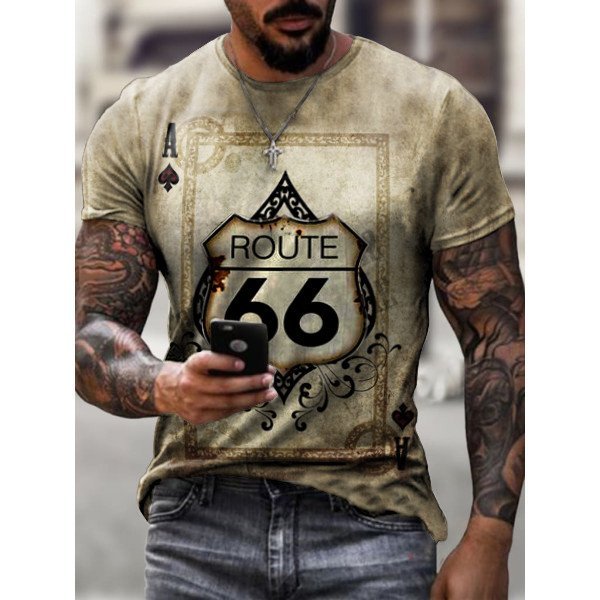 Casual Contrast Route 66 T-shirt - DUVAL