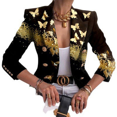 Autumn And Winter Print Slim Fashion Blazer