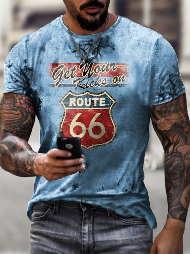 Motorcycle Print T-shirt Route 66 - DUVAL