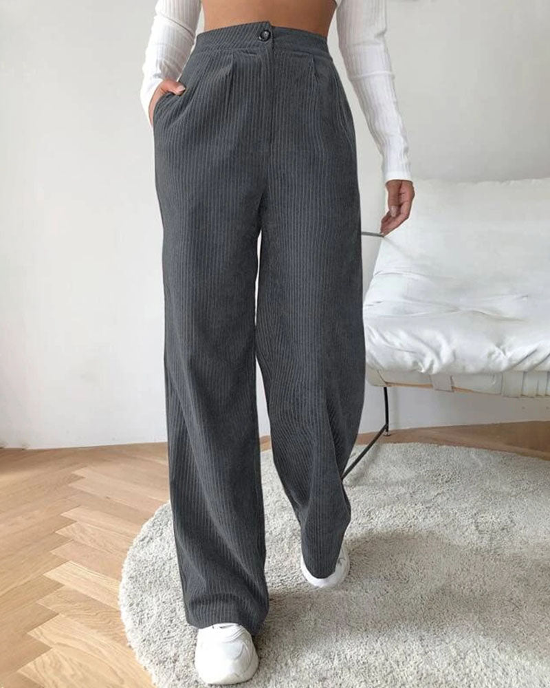 Corduroy Loose Straight-Leg Trousers