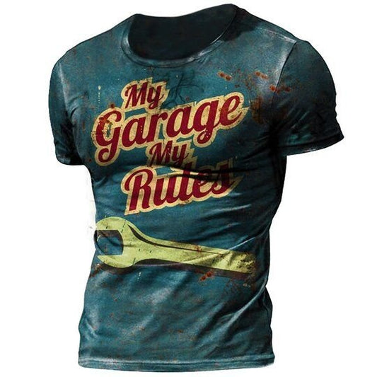 Vintage Men's Comfortable Breathable Print T-Shirt - DUVAL