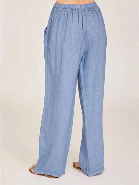 Double Pockets Elastic Waist Cozy Pants