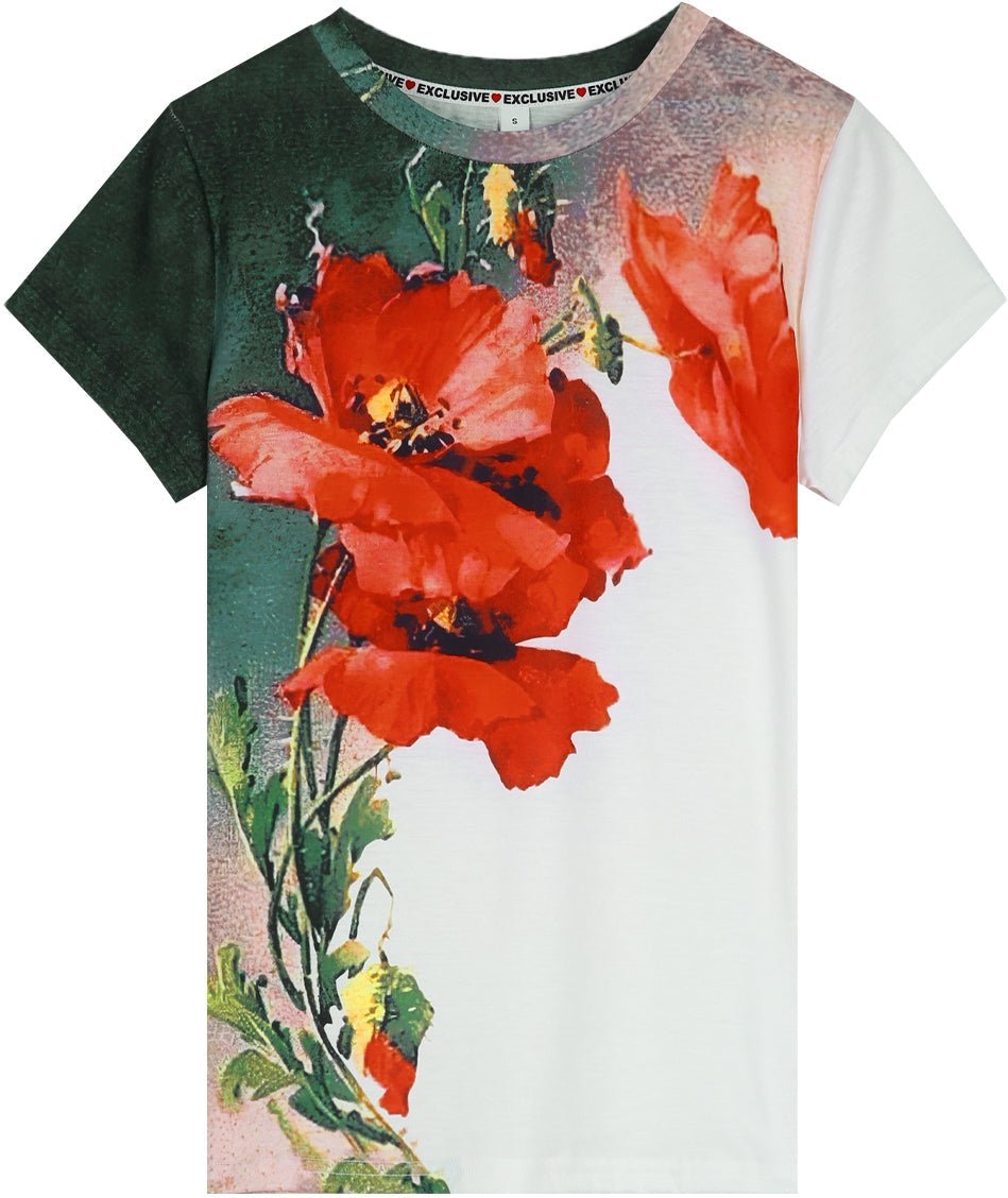 Classy Short Sleeve Print Round Neck Top - DUVAL