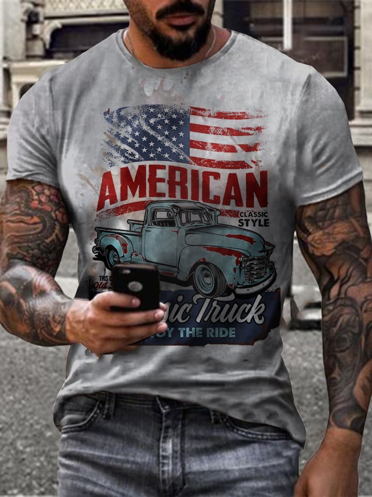 Retro car flag print T-shirt - DUVAL