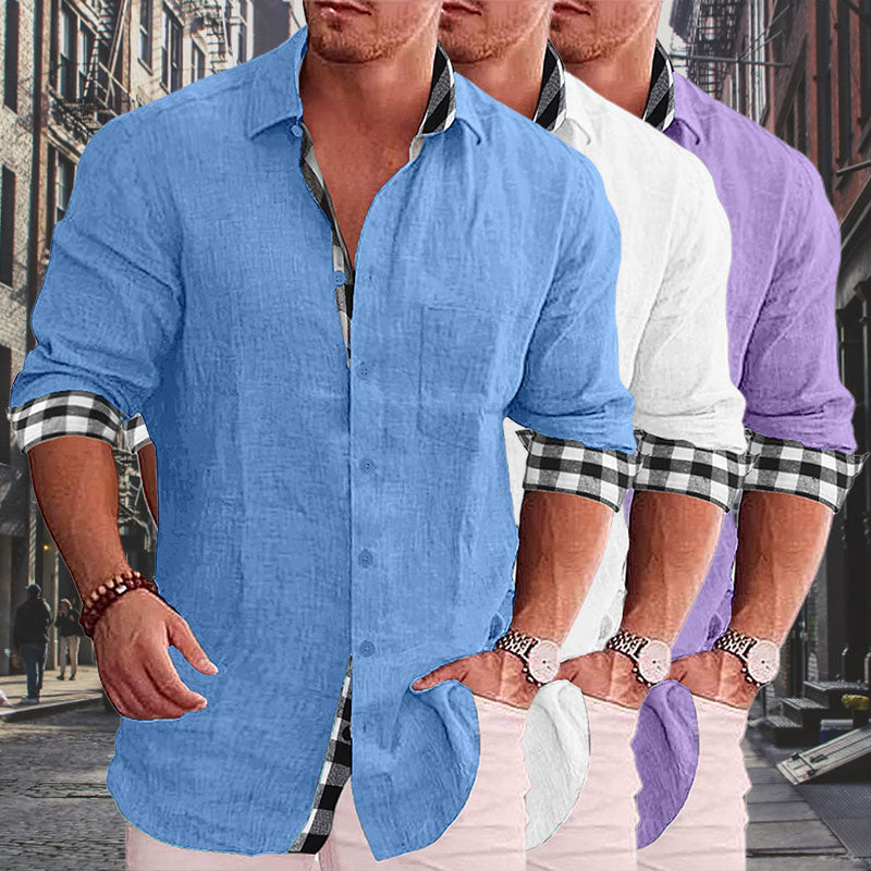 Gentleman Paneled Casual Buttons Pocket Blouse - DUVAL