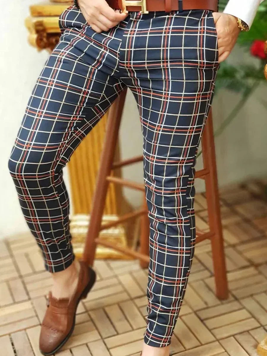 Men's Retro Plaid Casual Pants - DUVAL