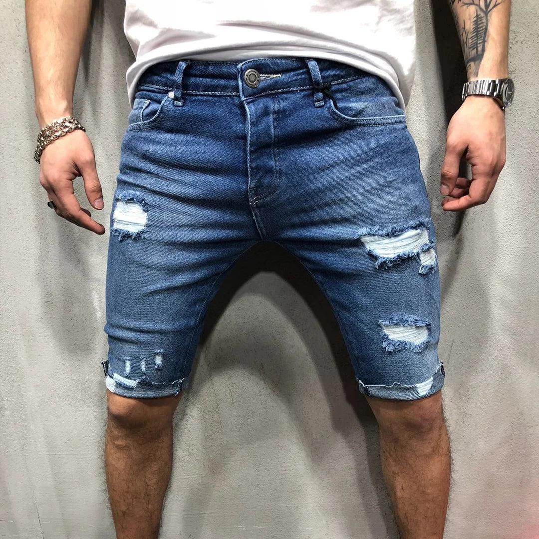 Men's Shorts Ripped Street Fashion Retro Jeans - DUVAL