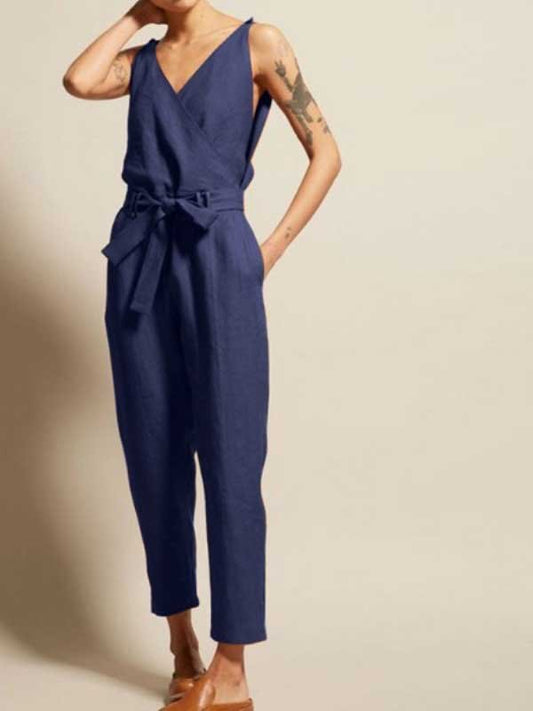 V-neck Sleeveless Jumpsuit - DUVAL