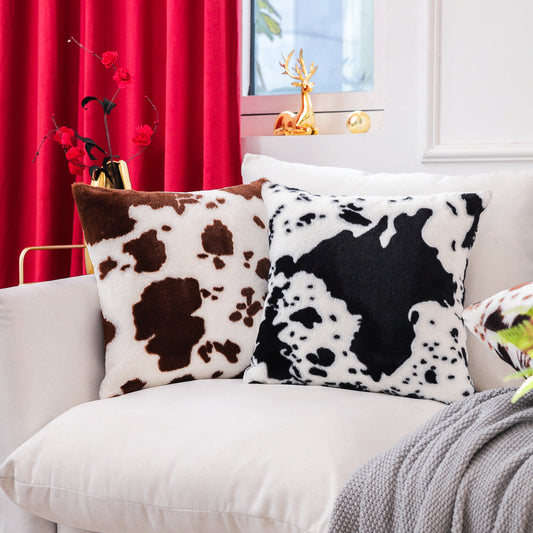 Animal print adorns the pillow cover