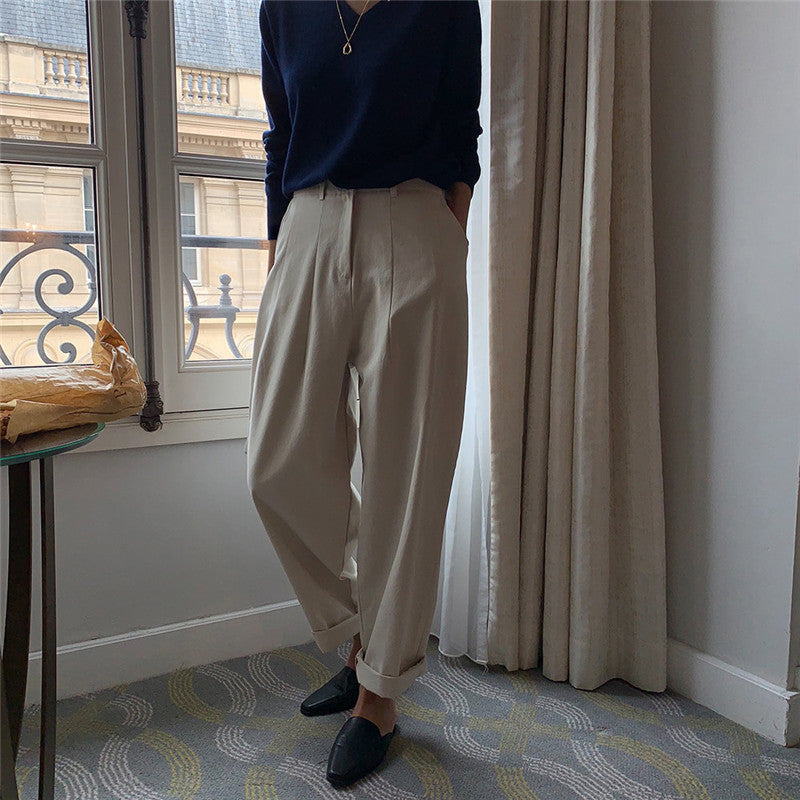 Versatile loose straight-leg commuter harem pants