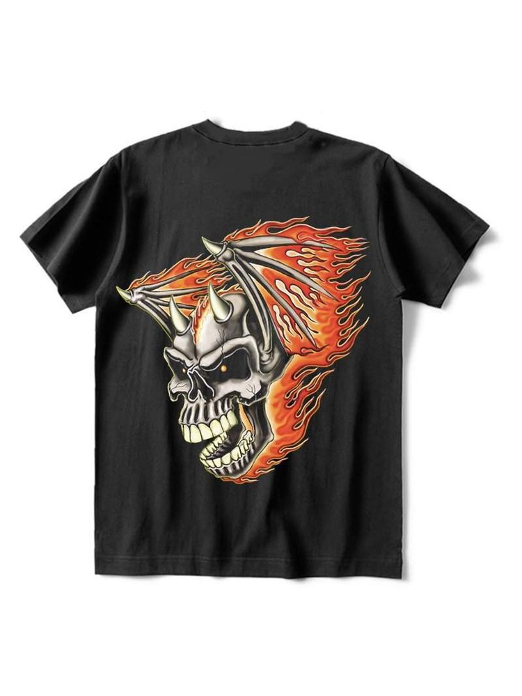 Flame Skull Wings T-Shirt - DUVAL