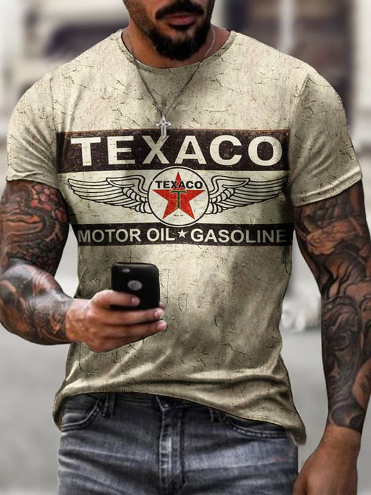 Engine oil print casual T-shirt - DUVAL