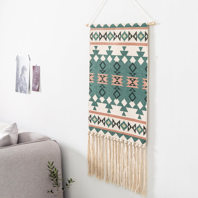 Tassel hand-woven cotton hanging picture background wall cloth