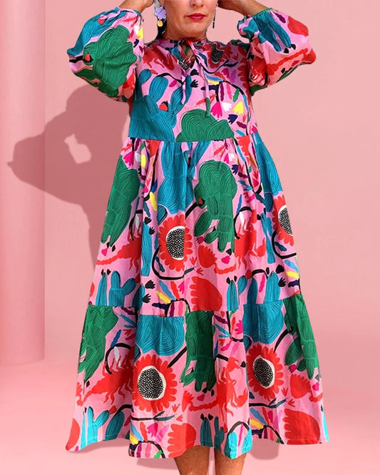 Eye-catching printed loose dress