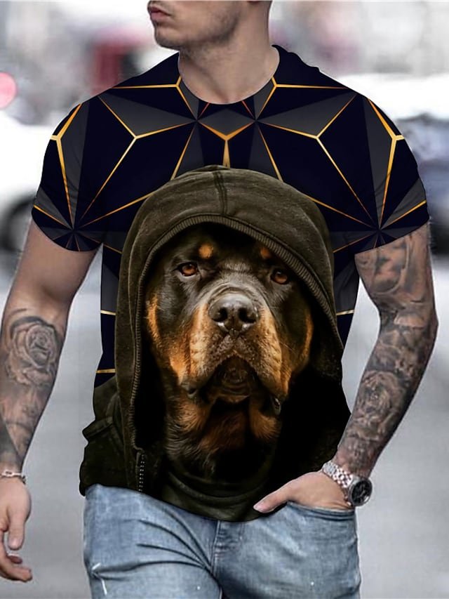 Men's  T shirt Tee Shirt Tee Dog Graphic Prints Crew Neck Black 3D Print Daily Holiday Print Clothing Apparel Designer Casual Big and Tall / Summer / Short Sleeve / Summer / Short Sleeve - DUVAL