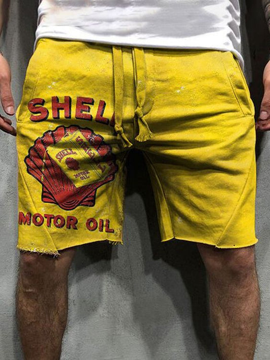 Retro Engine Oil Logo Print Shorts - DUVAL