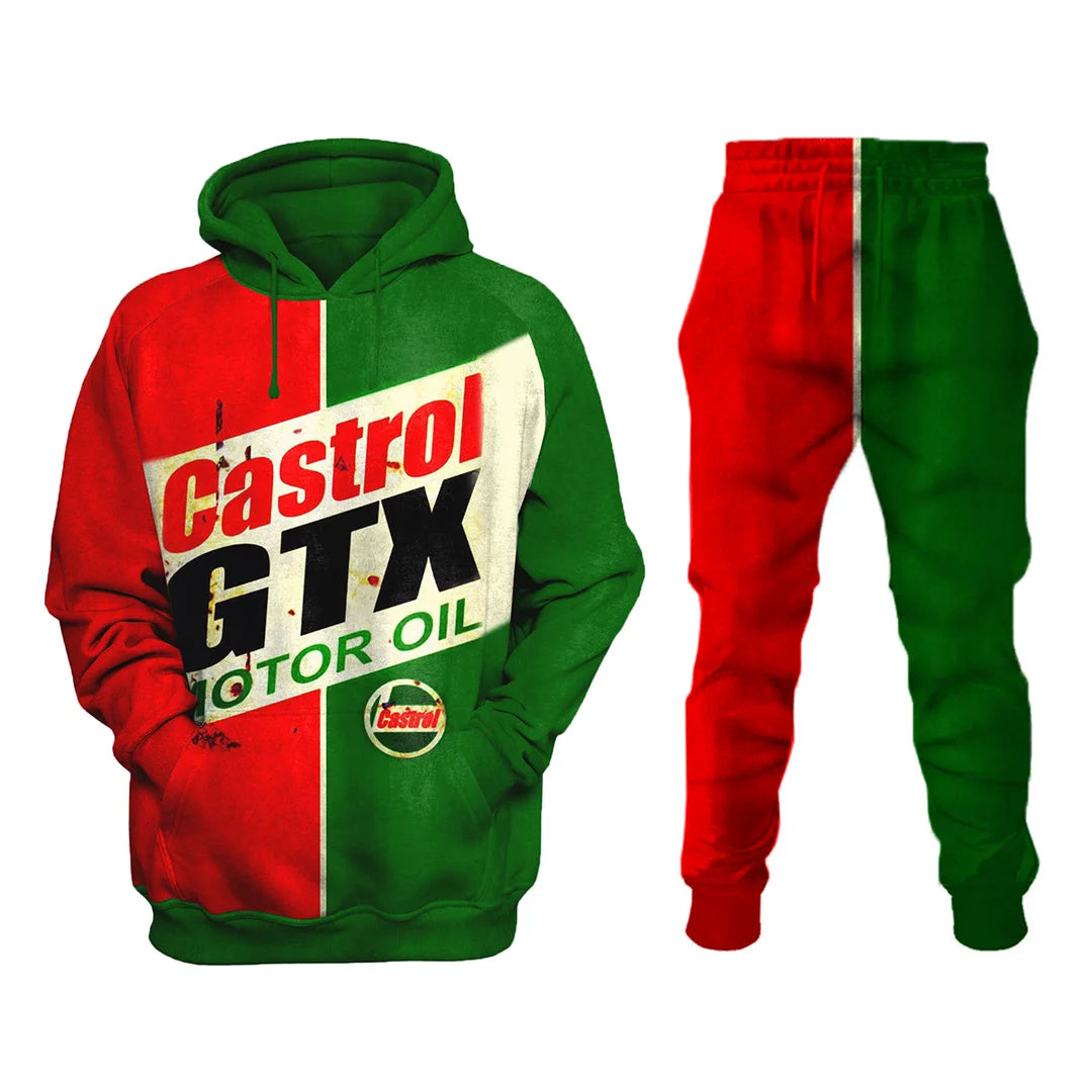 Castrol GTX Retro Engine Oil Print Casual Sweatshirt Set - DUVAL